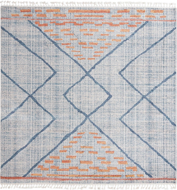 Unique Loom Aramis Kavi Machine Made Tribal Rug Blue, Ivory/Terracotta/Light Blue 10' 0" x 10' 0"
