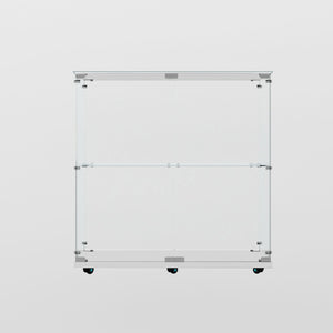 English Elm Tempered Glass Display Cabinet With Bluetooth Led Light, Lockable Casters For Stylish Storage Solutions W3155P290424-GIGA