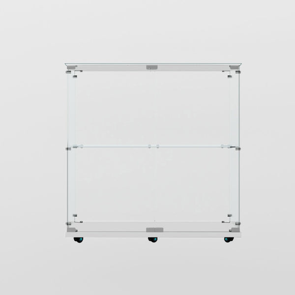 English Elm Tempered Glass Display Cabinet With Bluetooth Led Light, Lockable Casters For Stylish Storage Solutions W3155P290424-GIGA