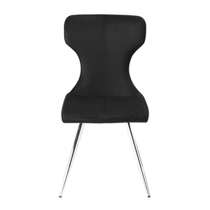 English Elm Ultra Velvet Side Chairs Set of 2 — Black Upholstery, Chrome Metal Legs, Modern Dining Accent Seats B011P285774