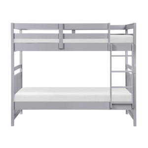 English Elm Bunk Bed Twin Over Solid Wood Frame with Guard Rails for Kids Shared Rooms Gray B011S02322