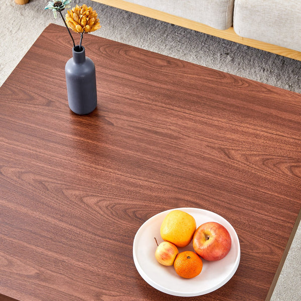 English Elm Walnut Square MDF Coffee Table 31.5"x31.5" with Tempered Glass Legs, Thick 4" Top, Anti-Slip Pads W1151P233512