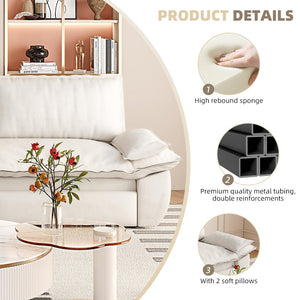English Elm 73.2" Queen Sleeper Sofa Convertible Corduroy Loveseat for Guest Room or Living Space Beige+White W1885S00328