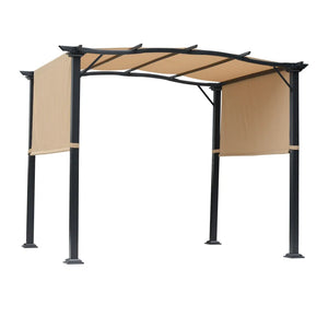 English Elm Backyard European Pergola with Retractable Uv Canopy and Powder Coated Steel Frame T3971S00232