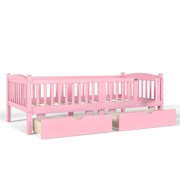 English Elm Metal Twin Over Full Bunk Bed White Steel Frame Space Saving Slat Support for Teens Pink W1580P383109