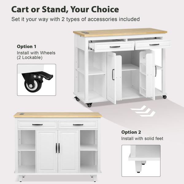 English Elm K&k Farmhouse Kitchen Island Extendable Table Rubber Wood Veneer Built-in Charging Storage White N707S215327W