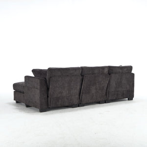 English Elm Modern Chenille L-shaped Sectional with Usb Charging Ottoman Storage Living Room Couch Black W2120S00014