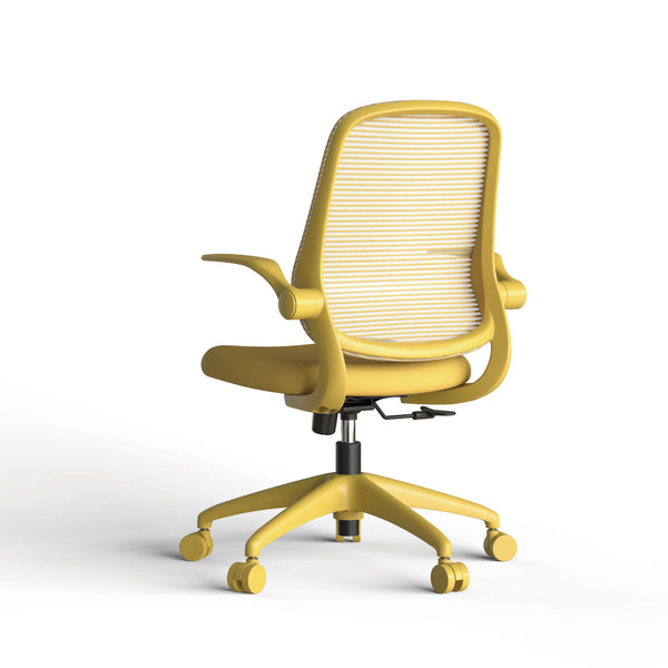 English Elm Ergonomic Mesh Back Task Chair with Flip Armrests High Density Foam Seat 500lb Capacity Yellow W5280P464450