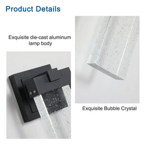English Elm 2-pack Outdoor Led Wall Sconces Bubble Crystal Aluminum Dusk to Dawn Porch Lights W2312P415986