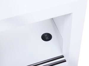 English Elm White Twin Bed With Sliding-Door Bookcase Headboard - Stylish Mid-Century Modern Youth Furniture B011S01618-GIGA