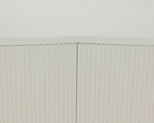 Sunpan Venetta Sideboard - Spacious Cream Storage with Light Oak Handles, Reeded Doors & Brass Accents