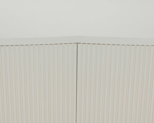 Sunpan Venetta Sideboard - Spacious Cream Storage with Light Oak Handles, Reeded Doors & Brass Accents