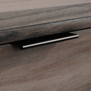 English Elm Credenza, Dark Gray finish – Spacious 65.25" storage buffet with adjustable shelves, cord management, drawers, versatile placement B356P367838