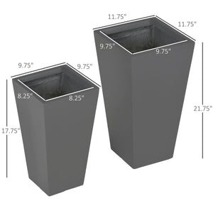 English Elm Durable Stackable Magnesium Oxide Planters 2 Pack Matte Stone Finish Outdoor Patio Set T3971P423406