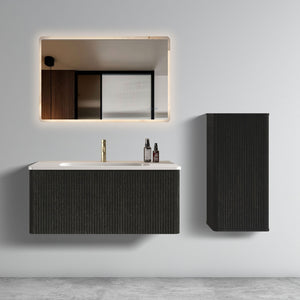English Elm U058-Etna36W-308 Striped Walnut Floating Vanity 36" with Glossy White Ceramic Sink, Push-Open Drawer, Curved Safety Edges W1865P218041