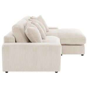 English Elm Upton Sand Reversible Sectional Sofa with Trillium Blend Cushions, Neutral Modern Comfort for Family Living B062S01241