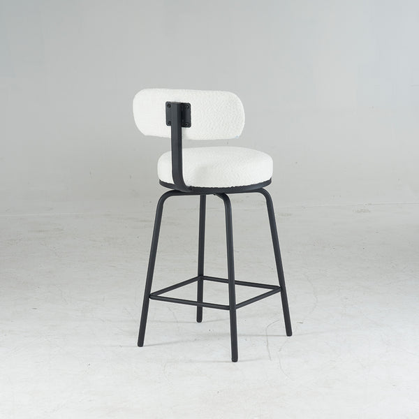 English Elm Modern Bouclé Swivel Bar Stools Set of 2 — Counter Height Fabric Seats with Metal Frame & Footrest, 360° Comfort White W1901P264272