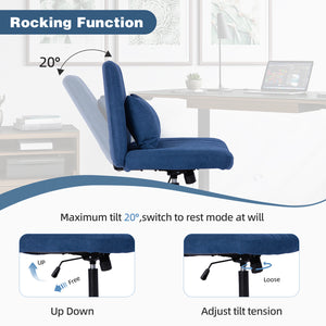 English Elm Modern Linen Blue Criss Cross Office Chair with Ergonomic Support, Adjustable Height, Swivel & Pillow W3394P329159