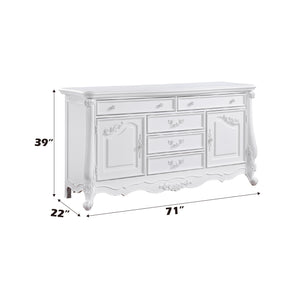 English Elm Latisha Elegant Finish Dresser with Spacious Drawers and Versatile Shelf for Organized Bedrooms White 72.5 L x 24 W x 41.56 H B2726P247632