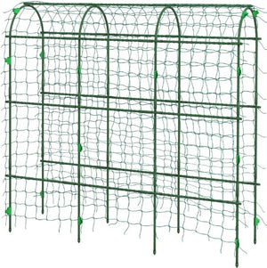 English Elm Arch A-frame Steel Garden Trellis with Climbing Net for Outdoor Vining Plants T3971P425491