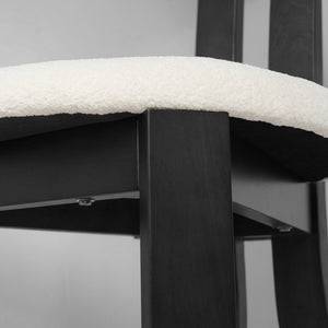 English Elm Vintage Rubber Solid Wood Dining Chair Set of 2 — Plush Berber Fleece Upholstery, Water & Stain Resistant, 280 lb Capacity Black,White W1535P281504