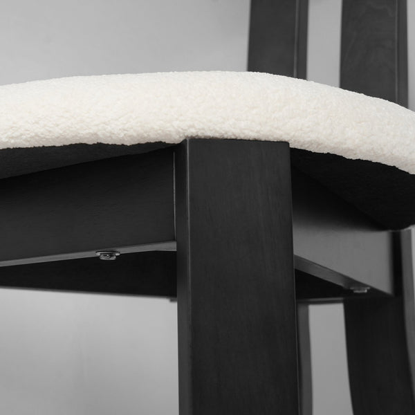 English Elm Vintage Rubber Solid Wood Dining Chair Set of 2 — Plush Berber Fleece Upholstery, Water & Stain Resistant, 280 lb Capacity Black,White W1535P281504