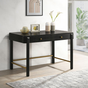 English Elm Anser Modern Coastal 2-Drawer Vanity Desk in Black with Aged Brass Hardware and Rounded Legs — Stylish Console Storage B062P299883