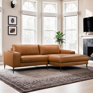 English Elm Easley Vegan Leather L-shaped Sectional Sofa with Chaise Mid-century Living Room B183S00202