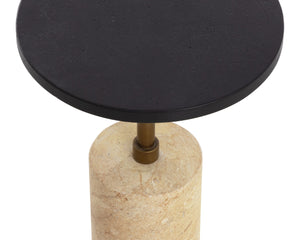 Sunpan SALDO Sculptural End Table - Industrial Chic Accent Piece with Concrete & Travertine Finish for Any Space 112582