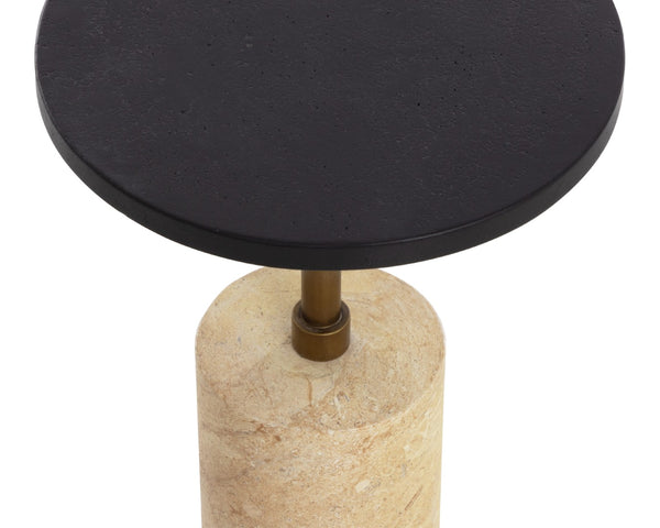 Sunpan SALDO Sculptural End Table - Industrial Chic Accent Piece with Concrete & Travertine Finish for Any Space 112582