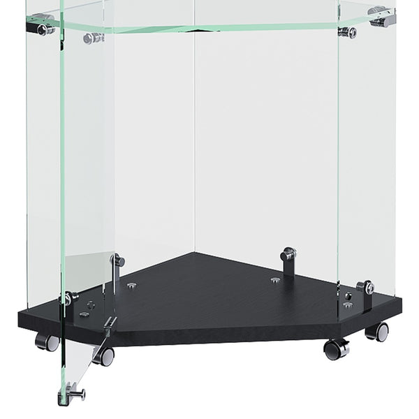 English Elm Premium 5-Tier Diamond Glass Display Case With Dynamic Led Lighting For Collectibles & Decor Showcase W2700P353065-GIGA