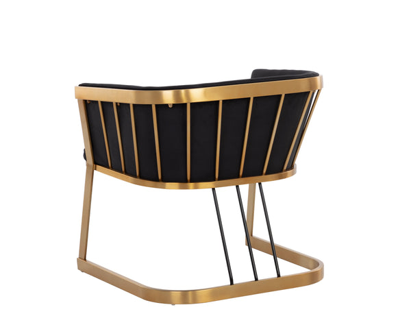 Sunpan Caily Lounge Chair - Modern Elegance with Brushed Gold Frame and Stylish Black Steel Legs Abbington Black