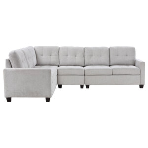 English Elm Ashland 4-Piece Upholstered Sectional Sofa Set with Plush Fabric, Block Wood Legs, Entertainer’s Dream Beige B062S01050