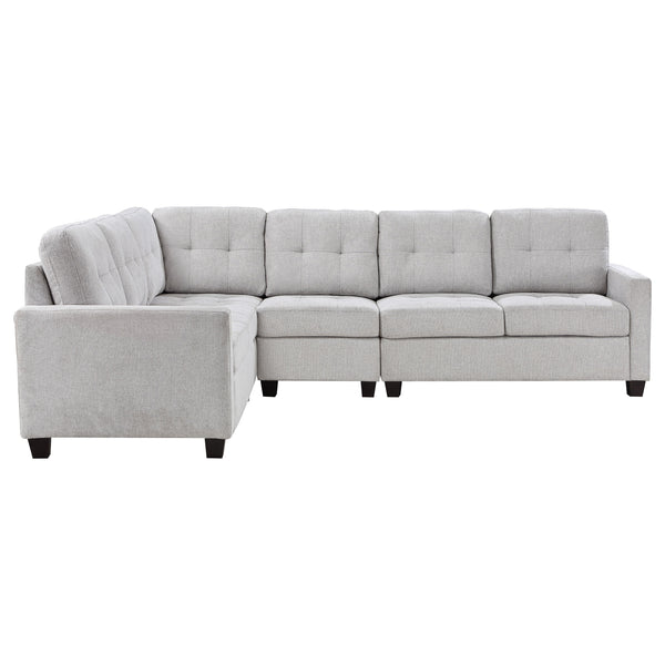 English Elm Ashland 4-Piece Upholstered Sectional Sofa Set with Plush Fabric, Block Wood Legs, Entertainer’s Dream Beige B062S01050