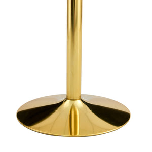 English Elm A Modern 35-Inch Tempered Glass Round Dining Table with Sleek Metal Legs, Minimalist Style for 4-6 }{@ Gold,Transparent W1151P263755