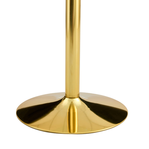 English Elm A Modern 35-Inch Tempered Glass Round Dining Table with Sleek Metal Legs, Minimalist Style for 4-6 }{@ Gold,Transparent W1151P263755