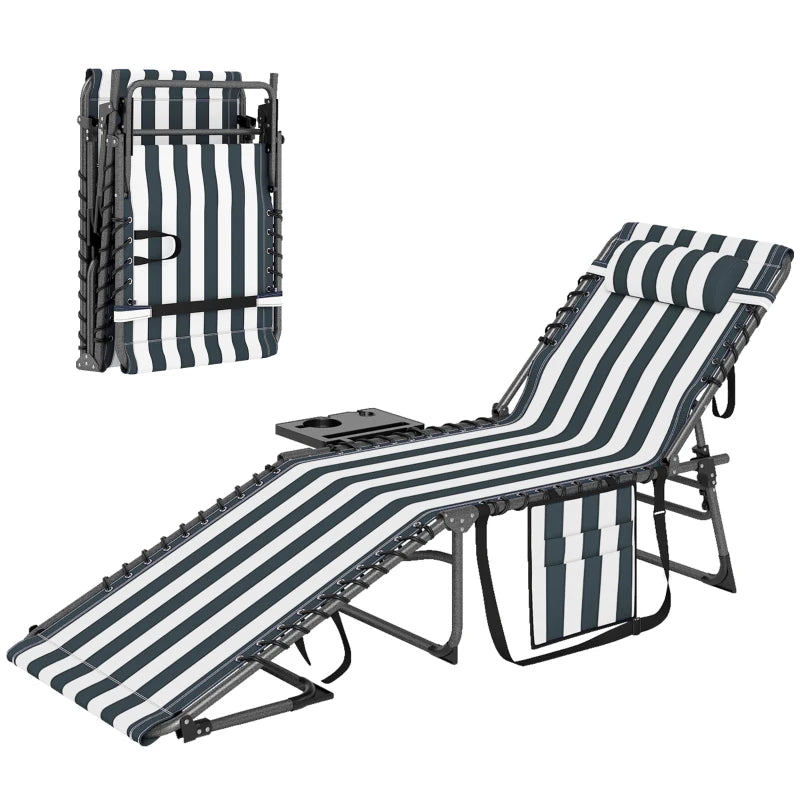 English Elm 2 Mesh Reclining Outdoor Chaise Loungers Foldable Steel Frame Pool Beach Set Gray,White+Blue T3971P467268