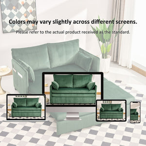 English Elm 55"convertible Corduroy Sofa Bed with Usb Port and Side Pockets for Small Apartments Green W3373P405040