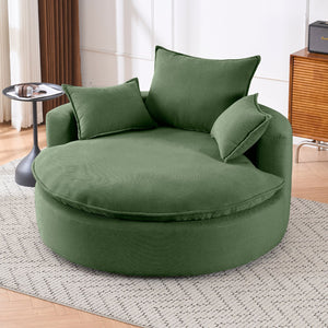 English Elm 360 Swivel Corduroy Barrel Lounge Chair with Pillows for Living Room or Bedroom Green W1752P410948