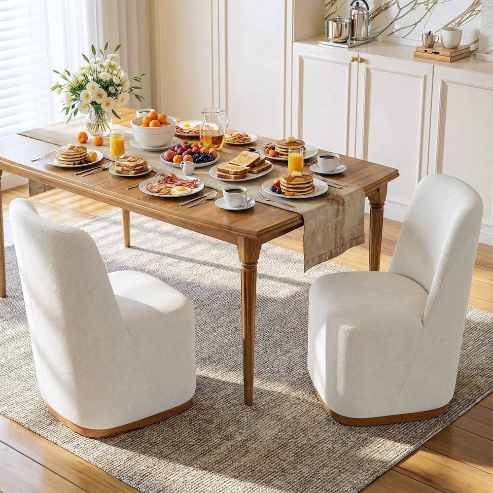 English Elm Indoor Upholstered Chenille Dining Chairs Set of 2 with High Back Rubberwood Base N779P370771B