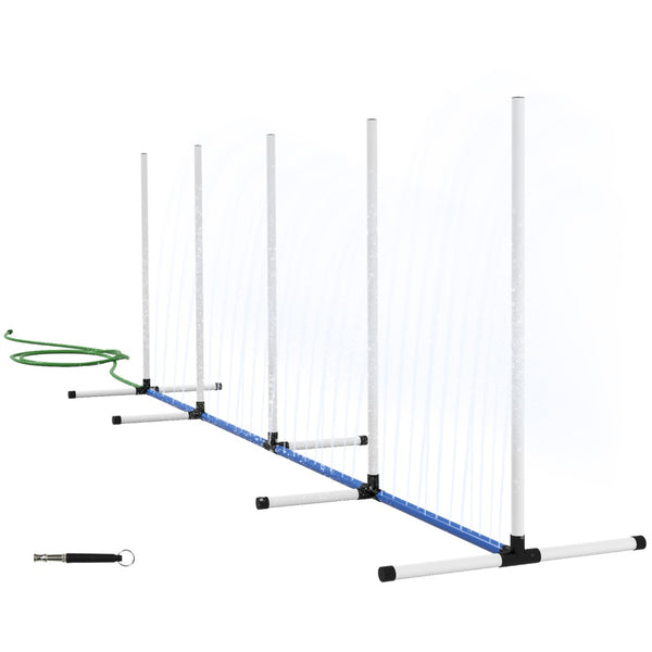 English Elm Pawhut 2-Piece Dog Agility Training Set With Weave Poles, Water Spray Tube, Whistle & Carry Bag W2225P217635-GIGA