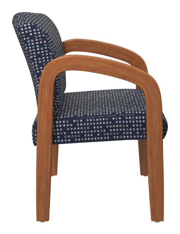 OSP Home Furnishings Medium Oak Wood Visitor Chair with Lumbar Support Taupe Upholstery for Office Waiting Indigo WD380-K113