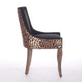 English Elm ,Ultra Side Dining Chair, Thickened Fabric Chairs With Neutrally Toned Solid Wood Legs, Bronze Nail Head, Set Of 2,Leopard Print