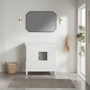 English Elm Fully Assembled 36 Inch Bathroom Vanity Carrara Marble Top Dual Basin Rubberwood W1826P308992