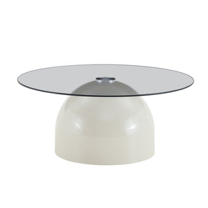 English Elm Nesting Coffee Tables Set of 2 Round Glass Top Steel Frame Living Room Accent W2920P438673