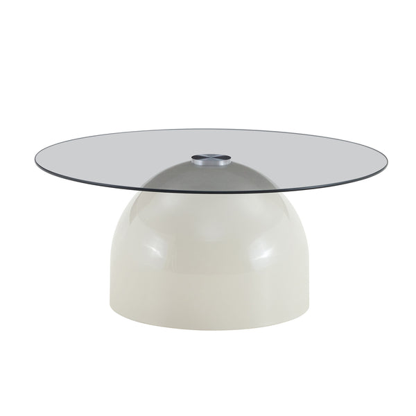 English Elm Nesting Coffee Tables Set of 2 Round Glass Top Steel Frame Living Room Accent W2920P438673
