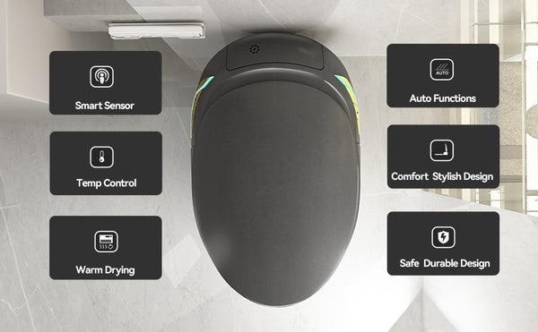 English Elm Unique Smart One Piece Toilet with Bidet Foot Sensor Auto Lid Warm Dryer Night Light W3133P384914