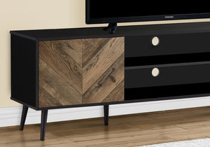 English Elm Tv Stand, 72-Inch Modern Console With Storage Cabinets For Living Room & Bedroom - Brown & Black Design B2710P219123-GIGA