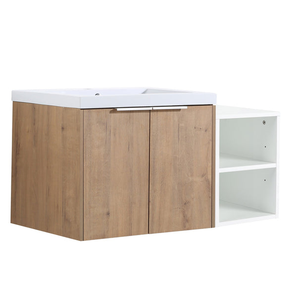 English Elm 36 Inch Modern Bathroom Vanity With Soft Close Doors, Resin Sink & Stylish Storage Solutions W999S00182