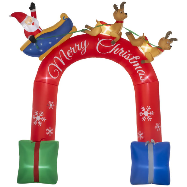 English Elm Outsunny 9Ft Inflatable Christmas Arch With Santa Riding Sled - Led Yard Decor For Festive Cheer W2225P249974-GIGA